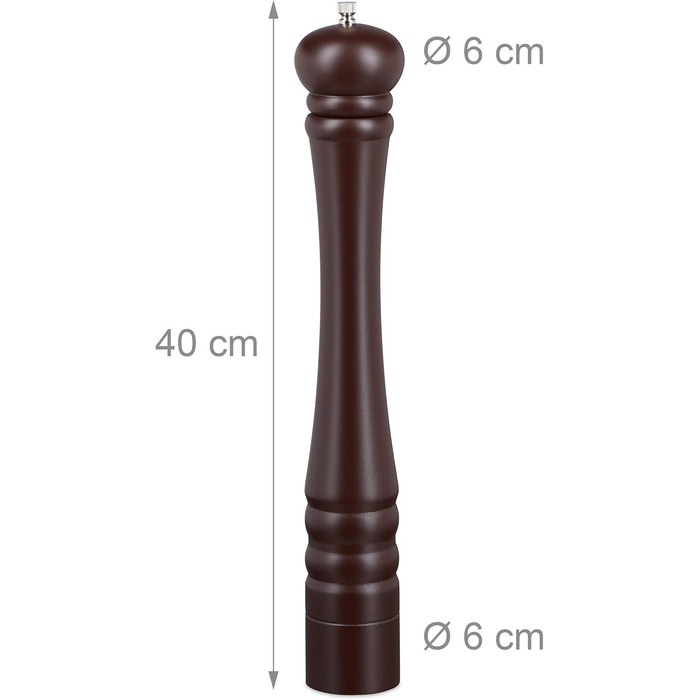Дерев'яний млин для перцю та солі 40 см коричневий Relaxdays