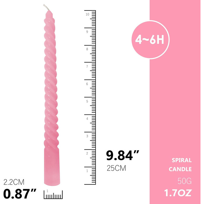 Набір з 4 конічних спіральних свічок 2,2 x 25 см, рожевий мікс Love Topsics