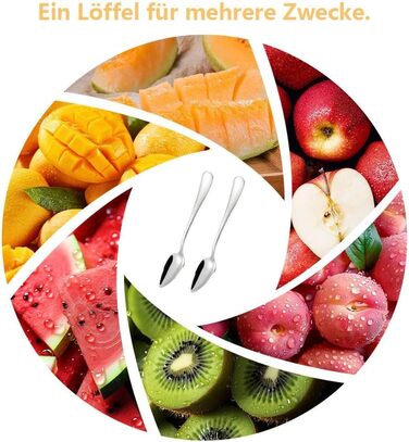 Ложка Dreamil для грейпфрута, 2 шт., ложка для фруктів з нержавіючої сталі, ложка для ківі, яку можна мити в посудомийній машині, із зубчастим краєм, десертна ложка для фруктів для дитячого харчування