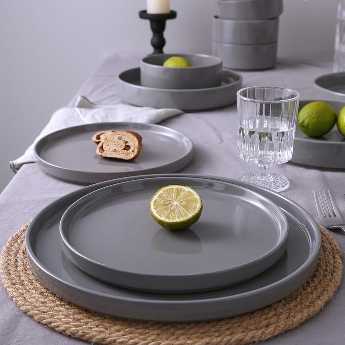 Набір посуду Richmount Nebula для 6 осіб, набір тарілок та мисок із 18 предметів, набір посуду з крапчастої кераміки, можна мити в мікрохвильовій печі та посудомийній машині, сервіз Nebula для 6 осіб (темно-сірий, сервіз Nebula для 4 осіб)