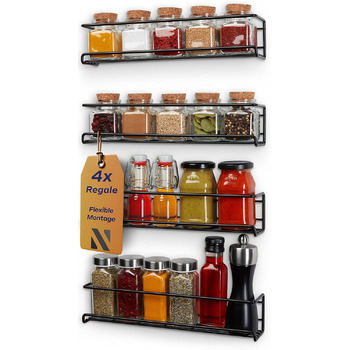 Полиці настінні 30 х 6,6 х 6,6 см, набір 4 предмети, чорний матовий NOBRO