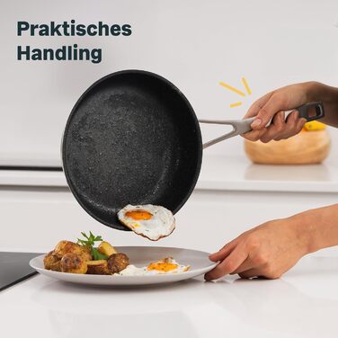 Сковорода вок SILBERTHAL індукційна 28 см - Сковорода вок з нержавіючої сталі для смаження у фритюрі та смаження - Для всіх типів плит - Жароміцна до 400C (з покриттям, 20 см)