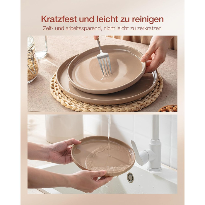 Набір посуду Richmount Nebula для 6 осіб, набір тарілок та мисок із 18 предметів, набір посуду з крапчастої кераміки, можна використовувати в мікрохвильовій печі та мийній машині, сервірування Nebula для 6 осіб (кольору Cinnamon Brown, сервірування Milkyw