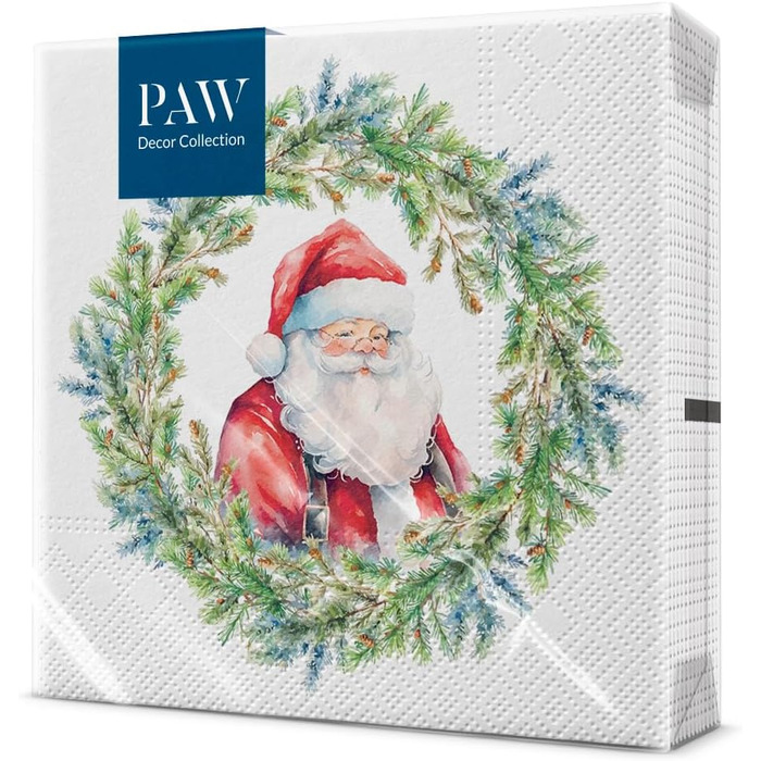 Серветки 3-шарові (33 x 33 см) I 20 шт. I Різнокольорові паперові серветки, ідеальні для різдвяного столу I Серветки - Різдво, зима, зірки, сніг, сніговики I (Радісне коло Санта Клауса)