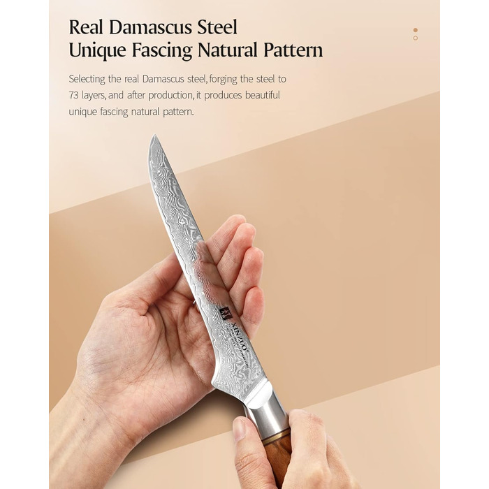 Ніж обвалочний 14,9 см, дамаська сталь XINZUO