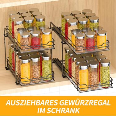 Підставка для спецій розсувна, шафа-органайзер для кухні, 2-рівневе сховище для спецій 18,2 x 26,4 x 23 см Vialex