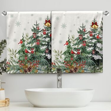 Різдвяні кухонні рушники Kwlegh, рушник для рук, різдвяна ялинка, цукерка-тростина, сніжинка, рушник для пальців, набір з 2 шт. , милий чоловічий банний рушник, високопоглинаючі рушники, 36 x (різдвяний сосновий ліс)