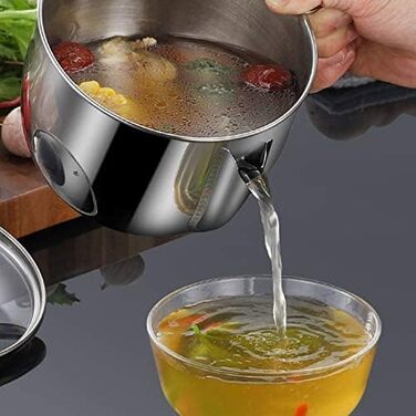 Сепаратор для отделения жира 1 л с крышкой, серебристый SENLUOV