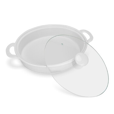 Овальна форма для запікання Fissman 31х25,5х6,5 см / 2,1 л зі скляною кришкою порцеляна (14159)