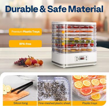 Дегідратор на 8 полиць 400 Вт, білий VIVOHOME