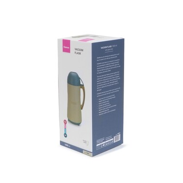 Термос Fissman 1000 мл, колір бежевий пластиковий корпус зі скляною колбою (19851)