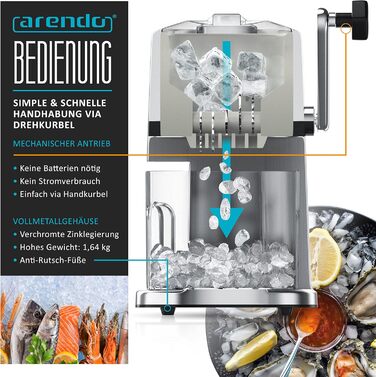Ручний льодоподрібнювач з нержавіючої сталі 1,1 л Arendo