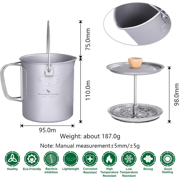Френч-прес для кемпінгу 750 мл. iBasingo