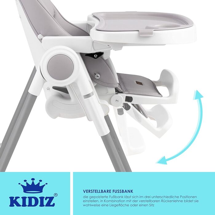 Детский стульчик для кормления от 6 месяцев светло-серыйKidiz