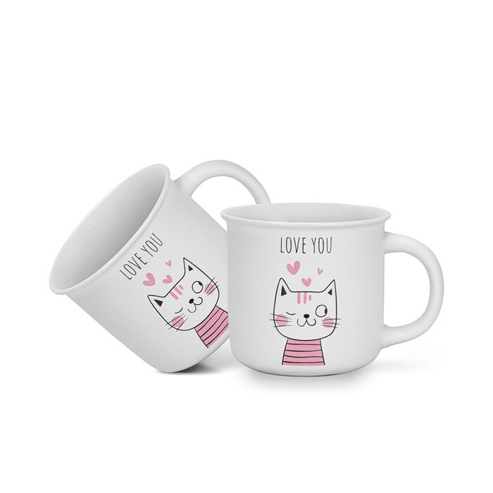 Набор из 2-х кружек Fissman 380 мл LOVE YOU фарфор (3714)