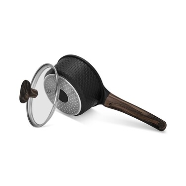 Ківш Fissman 16x7,8 см / 1,3 л EVOLUTION зі скляною кришкою алюміній з антипригарним покриттям (14575)