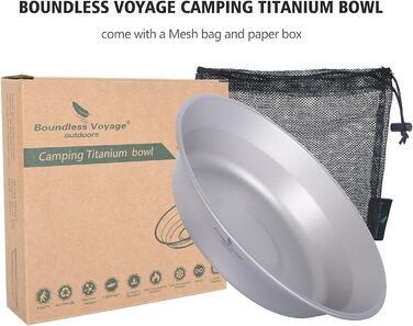 Титановая тарелка Чаша Кемпинг Набор посуды Легкая кухонная утварь на открытом воздухе Портативный дорожный поднос для пикника Тарелка Чашка Прочные столовые приборы с сумкой для переноски (Ti1112T Bowl)