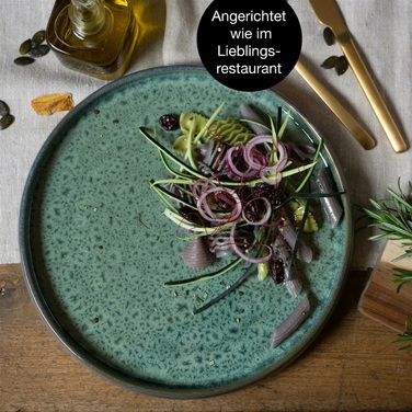 Набір з 4 обідніх тарілок 26 см, зелена реактивна глазур Moritz & Moritz