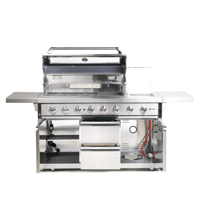 Газовый гриль SANTOS P-618, с боковой и задней горелкой, нержавеющая сталь 900327 Код: 010948