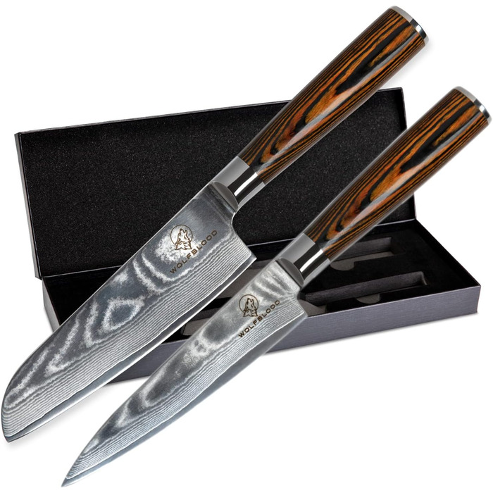 Набір з 2 професійних кухонних ножів 24 см Damascus Wolfblood