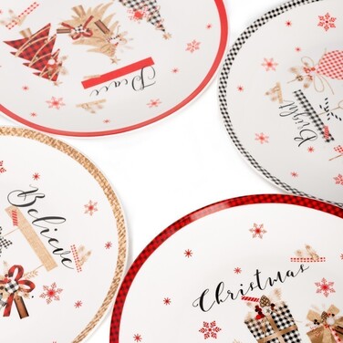 Набор Fissman из 4-х тарелок 20 см фарфор (14058)