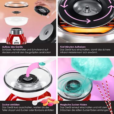 Машинка для сахарной ваты с аксессуарами, 500 Вт, красно-белый KESSER