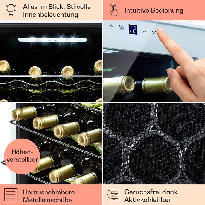 Винний холодильник до 16 пляшок білий Klarstein