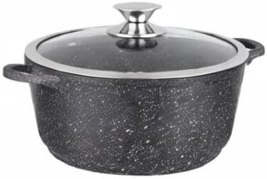 Литий алюміній Покриття під камінь Зі скляною кришкою Для всіх плит, включаючи індукційні Без PFOA, Чорний (40 x 40 x 17 см, Каструля), 0008031 20