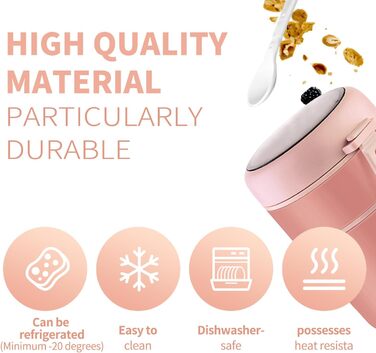 Стаканчик для пластівців 810 мл із складаною ложкою, рожевий ETOPER