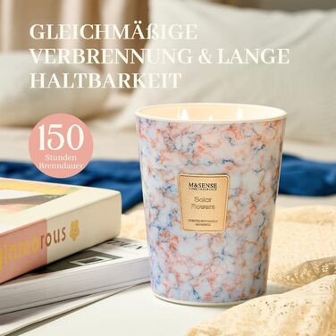 Ароматизована свічка M&SENSE велика Чорні ароматизовані свічки у склянці Ароматизована свічка з натурального соєвого воску Розслаблююча ароматерапія Подарунок для жінок та чоловіків, Різдво Час горіння 75 годин та 2 ґноти (соняшники, 990 г)