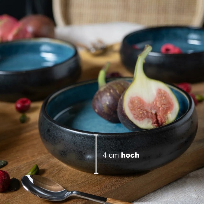 Набор из 4 десертных мисок 14 см, синяя реактивная глазурь Moritz & Moritz