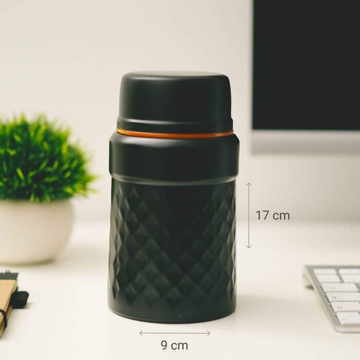 Мл термоконтейнер для їжі, ізольований харчовий контейнер з нержавіючої сталі, без бісфенолу А, герметичний з ложкою, ідеально підходить для супів, закусок і в дорозі (500 мл білий/чорний) (500 мл помаранчевий/чорний), 2i 500