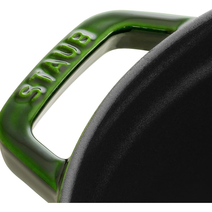 Чавунна каструля/кокотниця STAUB, кругла, 8,35 л, функція Ароматичний дощ для оптимального зволоження, для всіх типів варильних поверхонь, включаючи індукційну та духовку, (базилік/зелений, 22 см)