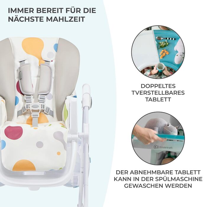 Дитячий стільчик для годування з перших місяців життя YUMMY kk Kinderkraft