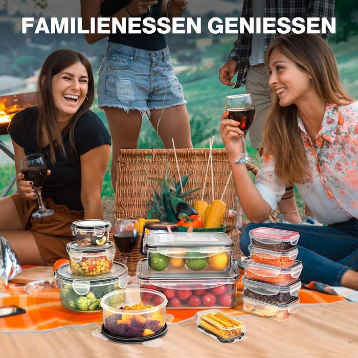 Контейнери для зберігання харчових продуктів з кришками, 16 шт. (8 контейнерів, 8 кришок), набір контейнерів для зберігання, 100 герметичні, без BPA, 0,24-1,5 л (SE-38PCS)