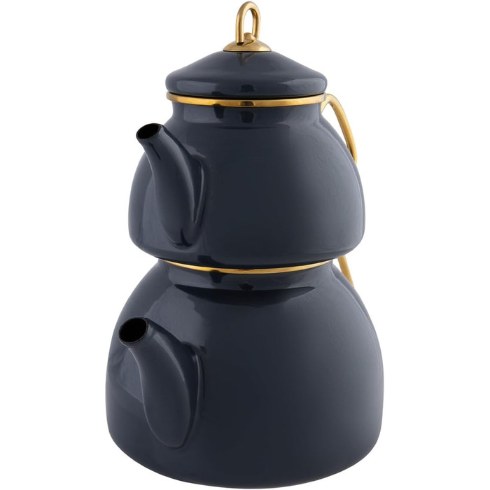 Набір емальованих чайників Karaca Retro, турецький набір чайників, чайник, індукційний сейф, 2,3 літра (темний антрацит)