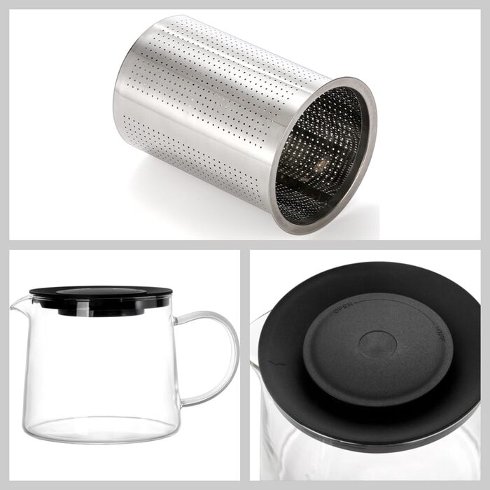 Чайник заварочный стеклянный 1,5 л с фильтром для чая Tebery