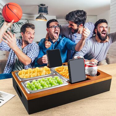 Снек-бокс з 3 мисками для снеків, 2 підставками для чашок та тримачем для мобільного телефону, чорний Foydream