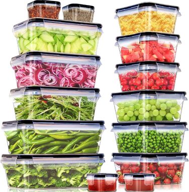 Набір з 15 контейнерів для зберігання продуктів з кришками Kottwca