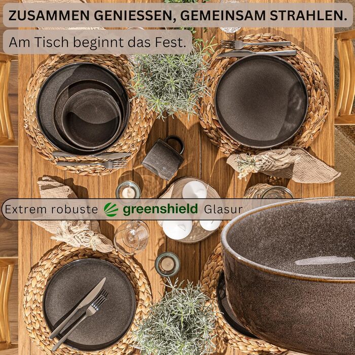 ПОСУД Комбінований сервіз на 6 персон, набір тарілок кавовий кухоль макаронна миска 30 шт. , набір посуду з керамограніту посудомийна машина - мікрохвильова піч - стійкий до подряпин, набір посуду з керамограніту КОЛЕКЦІЯ ЦІННОСТЕЙ (Каїрський графіт, миск
