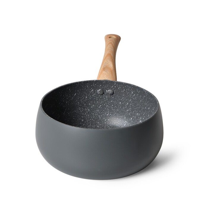 Ківш Fissman LANA 16x8 см / 1,6 л зі скляною кришкою алюміній з антипригарним покриттям (14496)