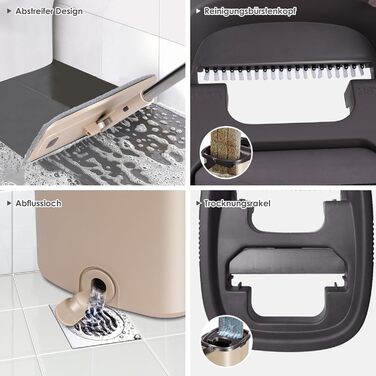 Набір швабр та відром з 6 накладками з мікрофібри коричневий Myiosus