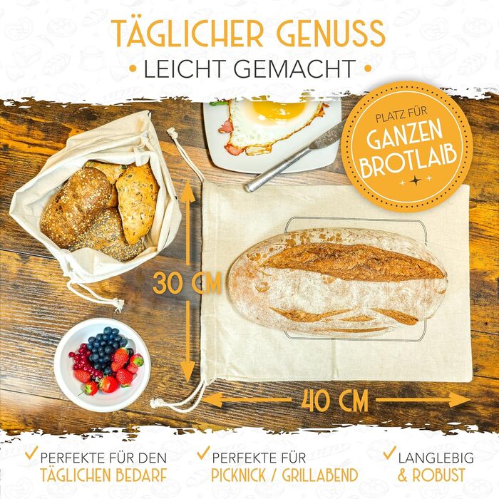 Мішок для хліба 40 х 30 см, набір 3 предмети KRUSTENZAUBER