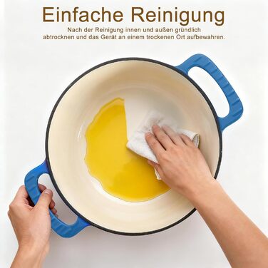 Чавунна жаровня 4,7 л з кришкою 26 см, синя LEADZM