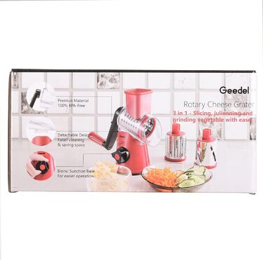 Терка для сыра/овощей с 3 барабанными лезвиями синий Geedel