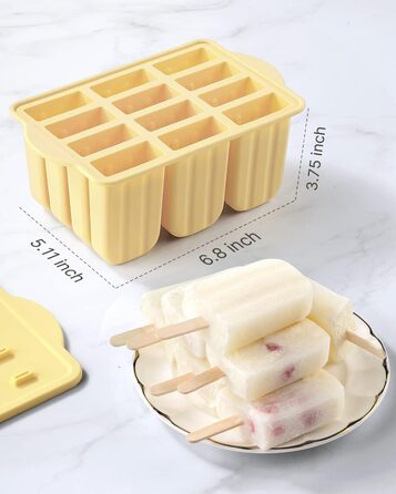 Силіконові форми для морозива, MEETRUE 12 форм для морозива. Силіконові форми для морозива. Багаторазові форми для морозива. Легкорозбірні форми для приготування морозива без бісфенолу А для дітей і дорослих. Форми для морозива.