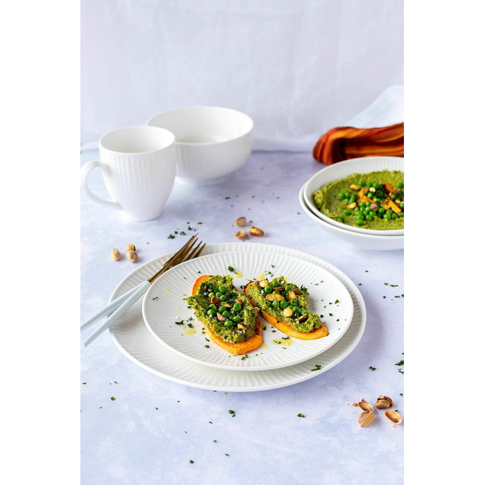 Обеденный сервиз на 6 персон из высококачественного гостиничного фарфора белого цвета, набор тарелок из 12 предметов в винтажном дизайне, набор прочных фарфоровых тарелок 12 шт., 931461 Dalia