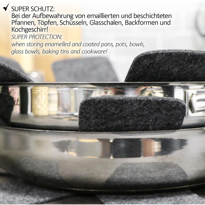 Набір з 6 фетрових підставок під гаряче 38 см, чорний Com-Four