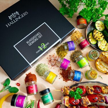 Набір із 12 класичних спецій в подарунковій упаковці Hallingers