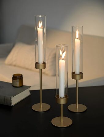 Підсвічник золотий для конічних свічок 3-секційний Sziqiqi